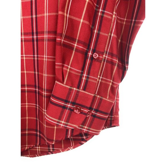 Roundtree Yorke Men's Large Long Sleeve Button Red Multicolor Cotton Blend A21 - Picture 3 of 4